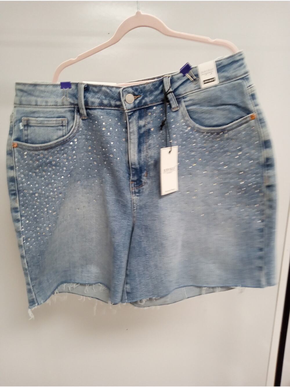 *NEW* Judy Blue Denim High Waist Shorts with Rhinestone detail 1XL 0349
